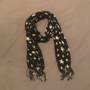 Black and White Scarf with Stars